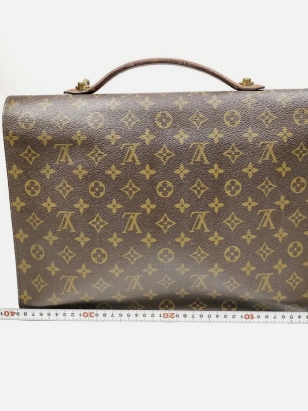 Louis Vuitton Monogram Canvas Briefcase in Brown and Tan with Gold Hardware